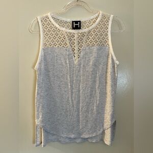 Bordeaux Light Gray Lace Yoke Sleeveless Tank